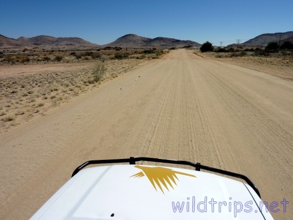 Namibia from jeep with rooftop tents