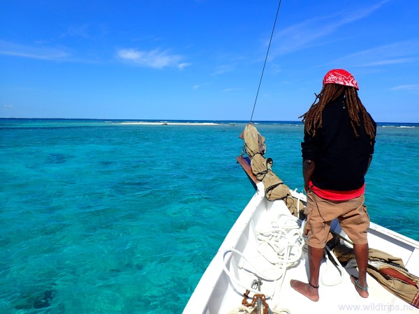 A rasta sailor along the coral reef in Belize