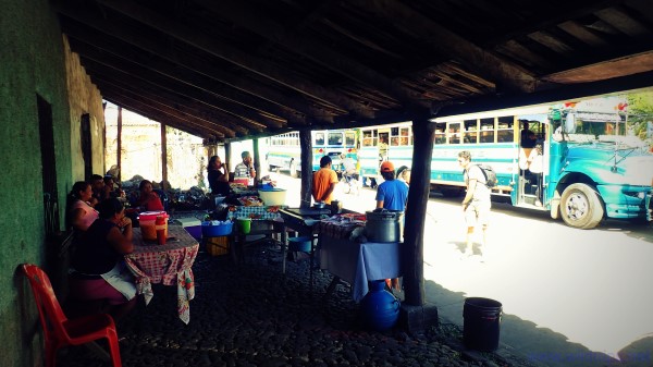 Village and bus, El Salvador