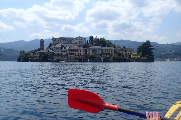 San Giulio island by kayak, Lake Orta