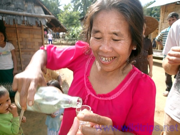Lao Whiskey in a village near Nong Khiaw