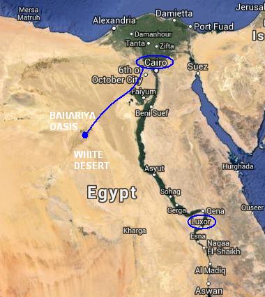 Mappa itinerario di viaggio in Egitto