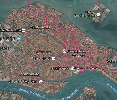 Venezia in kayak, cartina