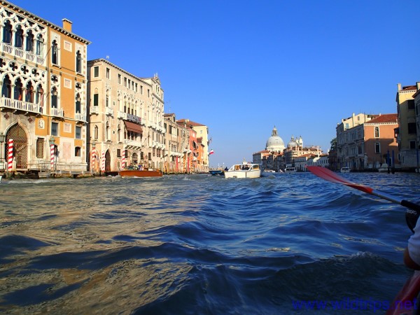Venezia e Canal Grande in canoa