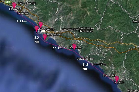 Kayak in Liguria, cartina