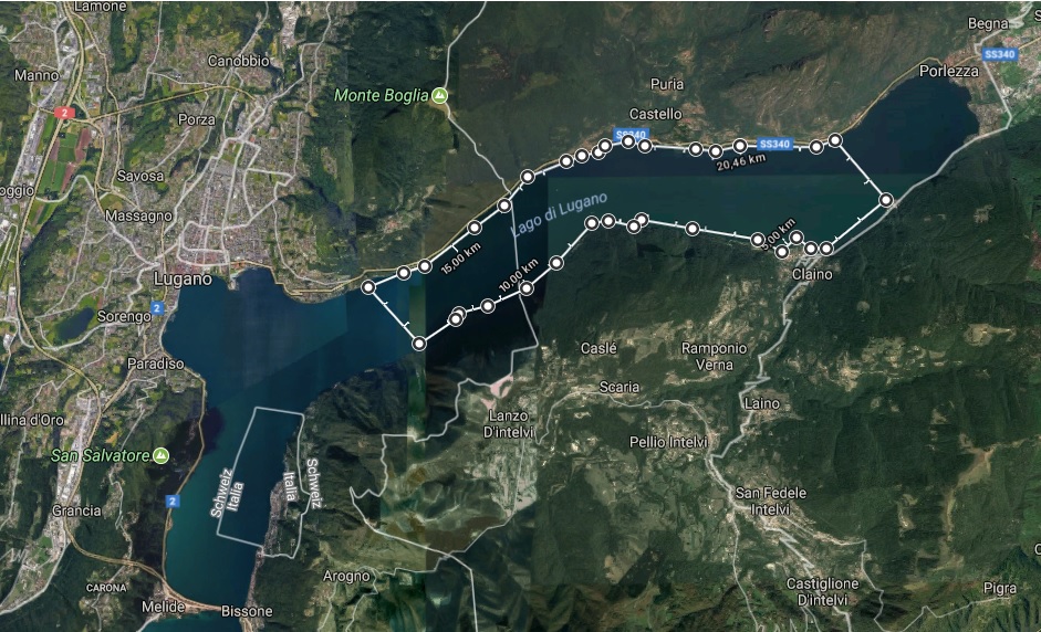 Kayak lago di Lugano, mappa