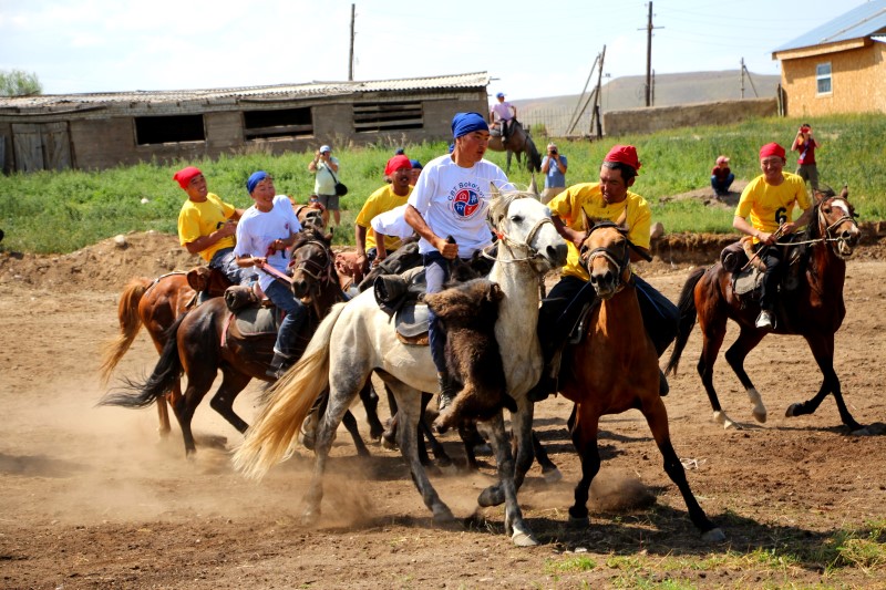 Kokboru in Kirghizistan: gioco con cavalli e capra